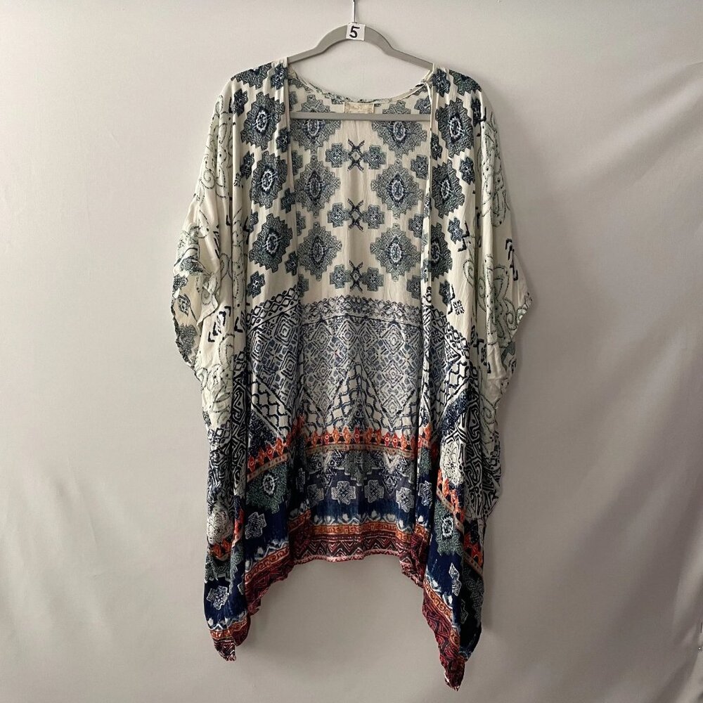 Altar'd State Womens Multicolor Open Front Geometric Bohemian Kimono Size Medium